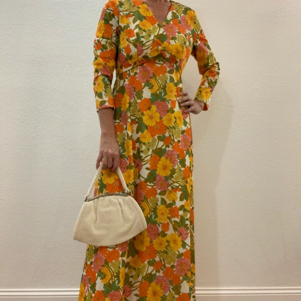Vintage 1970 long floral dress
